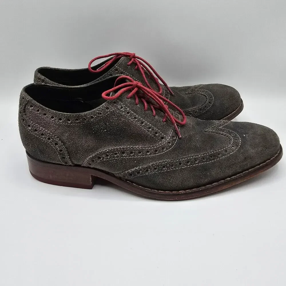 Cole Haan mens Colton suede charcoal gray oxford dress‎ shoes size 8